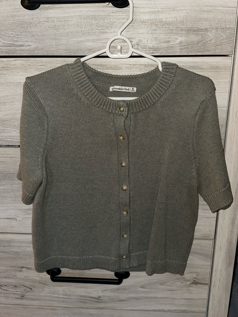 Abercrombie & Fitch Olive-Green Short Sleeve Button Cardigan